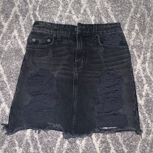 LF Black denim ripped skirt